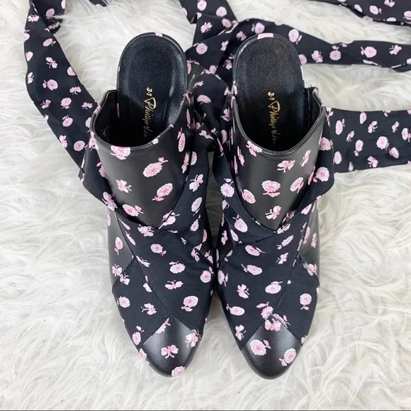 3.1 Phillip Lim Black and Pink Floral Heels - Picture 5 of 12